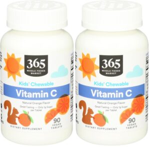 Vitamina C masticable para niños - etiqueta