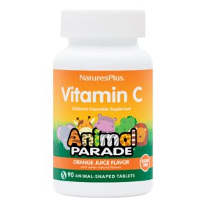 Vitamina C sin azúcar Natures Plus Animal Parade niños sabor naranja