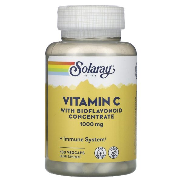Suplemento vitamina c solaray 1000mg frasco con escaramujo y acerola