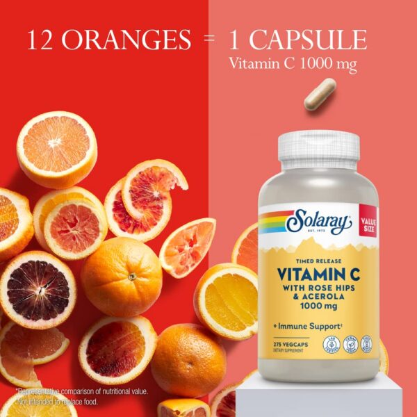 Vitamina c Solaray antioxidante apoyo inmunológico 275 cápsulas
