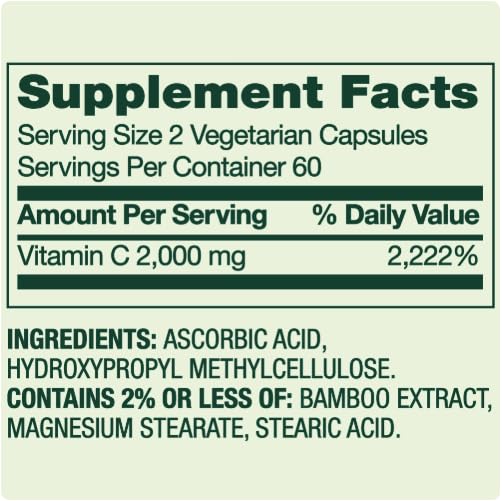 Etiqueta del frasco de Vitamina C Ultra Strength