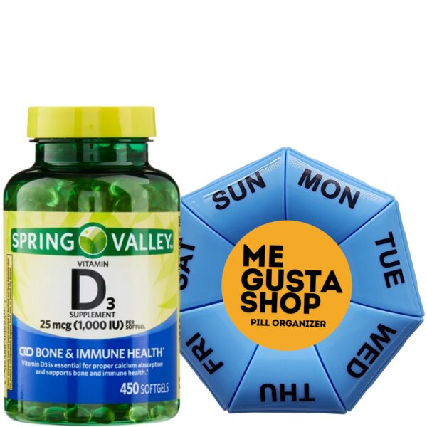 Vitamina D3 1000 IU 450 softgeles botella Spring Valley
