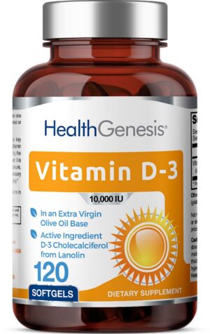 Vitamina D3 10000 UI Health Genesis 120 softgels botella
