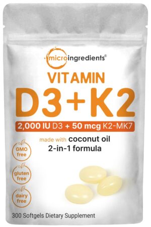 Vitamina D3 2000 iu y K2 cápsulas blandas Micro Ingredients