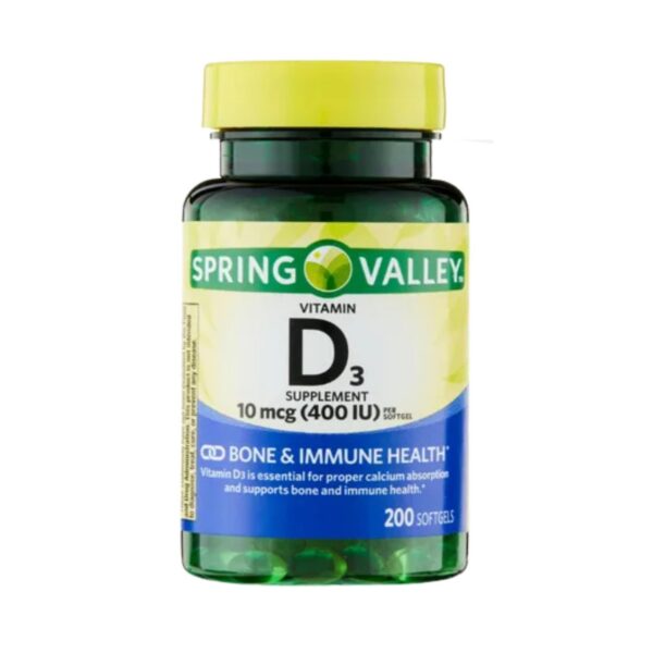 Frente de producto Vitamin D3 400 UI 200 cápsulas blandas