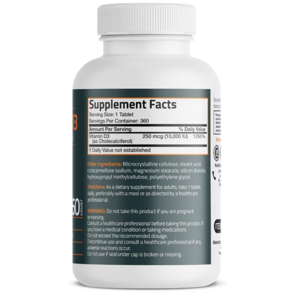 Vitamina d3 bronson libre de gluten y soja 360 tabletas