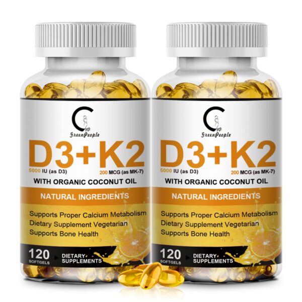 Frasco de Vitamina D3 K2 frente