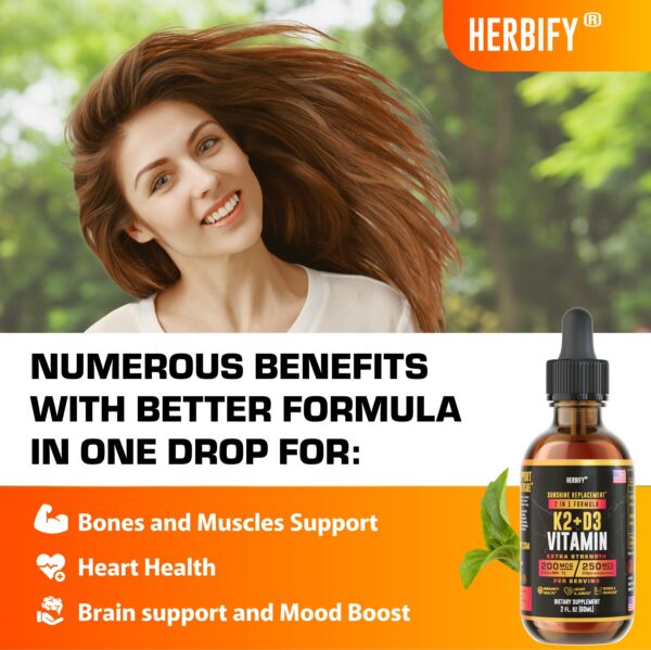 Vitamina D3 K2 HERBIFY energía natural y estado ánimo