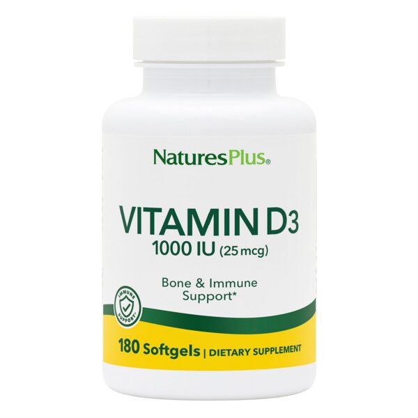 Frasco Vitamina D3 Natures Plus 180 softgels