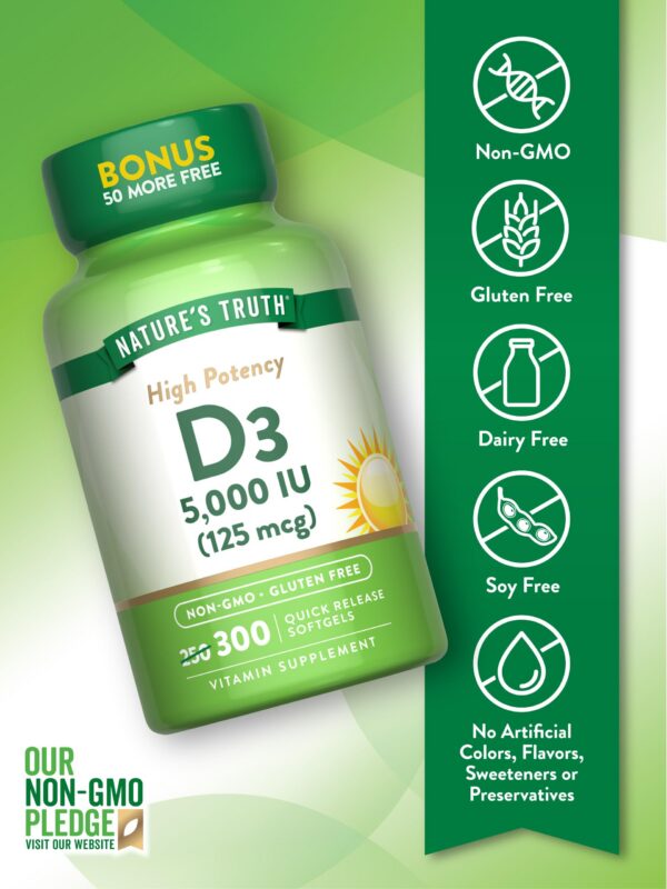Vitamina D3 Nature's Truth sin gluten y sin OGM