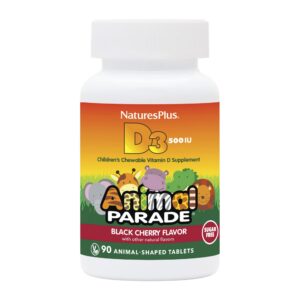 Version 1.0.0 Vitaminad D3 para niños sabor cereza negra Natures Plus Animal Parade