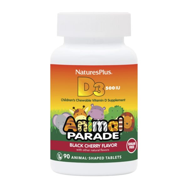 Vitaminad D3 para niños sabor cereza negra Natures Plus Animal Parade