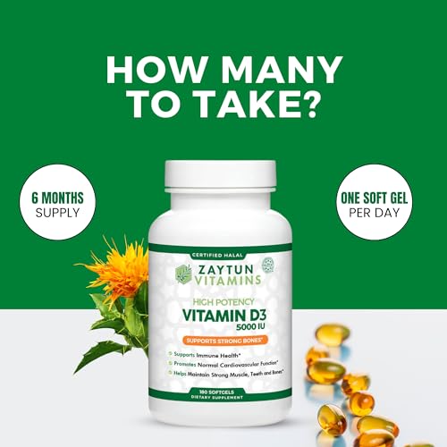 Vitamina d3 para huesos y músculos Zaytun Halal 5000 IU