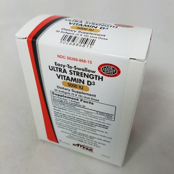 Vitamina D3 Ultra Strength 5000 UI 50 cápsulas blandas