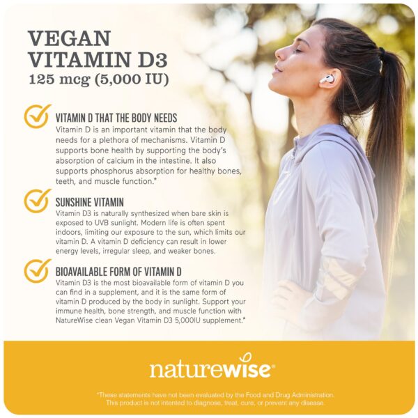 Vitamina D3 Vegana NatureWise etiqueta trasera información