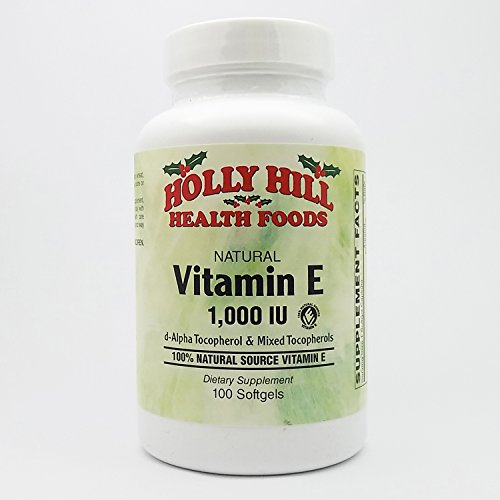 Vitamina E Holly Hill 1000 IU frasco con 100 cápsulas blandas