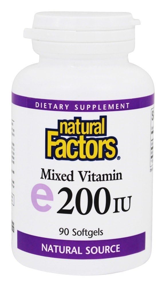 Vitamina E Natural Factors 200 IU botella frontal