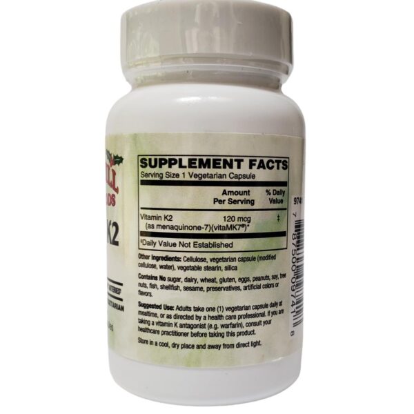 Vitamina K2 Holly Hill detalle cápsulas vegetarianas