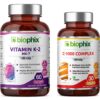 Frasco de vitamina K2 MK-7 100 mcg biophix 60 tabletas con vitamina C