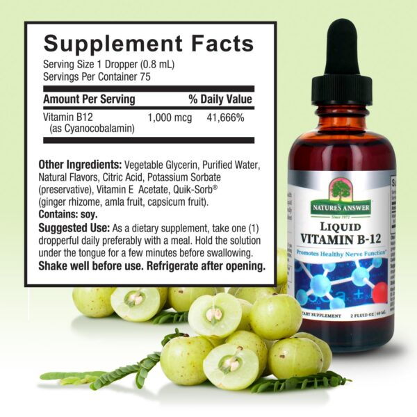 Vitamina líquida b-12 Nature's Answer función nerviosa