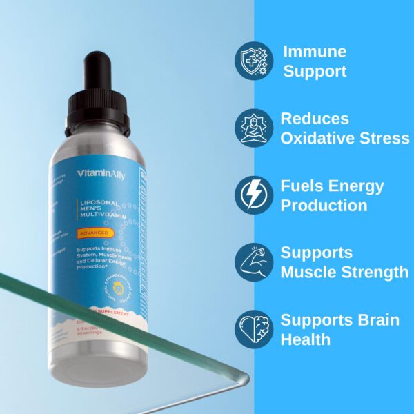 Version 1.0.0 Vitaminally multivitamínico liposomal botella vista lateral