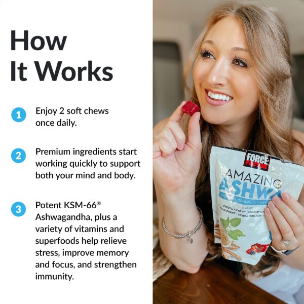 Vitaminas B y D en masticables Ashwagandha para energía e inmunidad