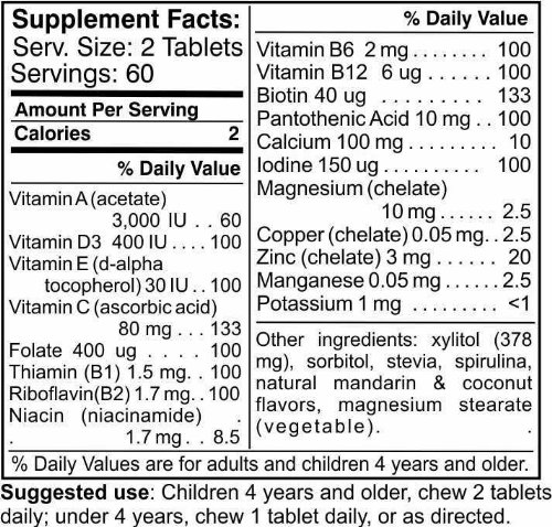 Vitaminas Bitamins para niños frasco con 120 tabletas masticables