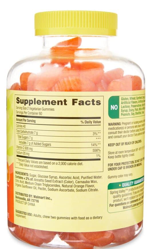 Vitaminas C extra fuertes Spring Valley gomitas vegetarianas