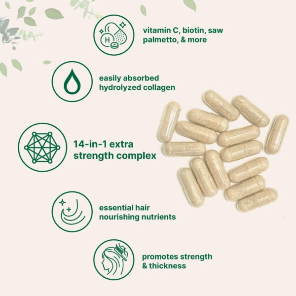 Vitaminas para cabello Micro Ingredients 120 capsulas frasco lateral