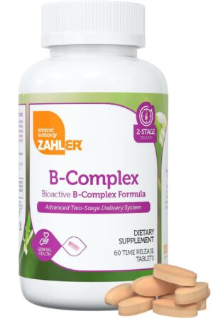 Botella de vitaminas complejo B Zahler con 60 tabletas