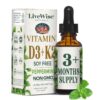 Vitaminas D3 K2 LiveWise Naturals botella de gotas líquidas sabor menta
