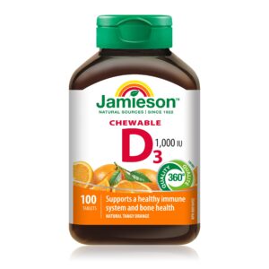 Vitaminas D3 masticables Jamieson sabor naranja 100 tabletas