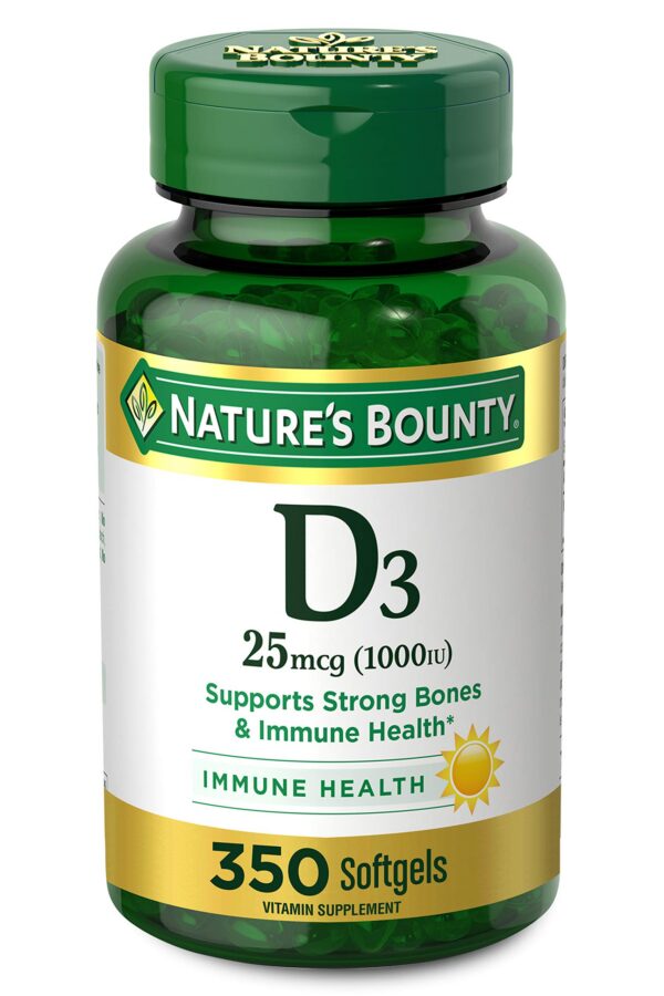 Vitaminas D3 Nature's Bounty frasco de cápsulas blandas 350 unidades