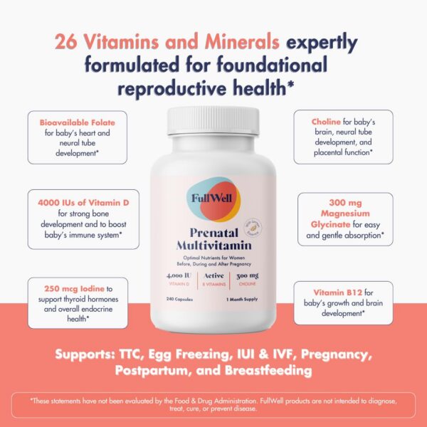 Ingredientes y beneficios vitamina prenatal FullWell limón