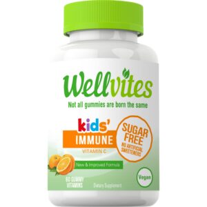 Vitaminas gomosas Wellvites para niños sin azúcar apoyo inmunológico