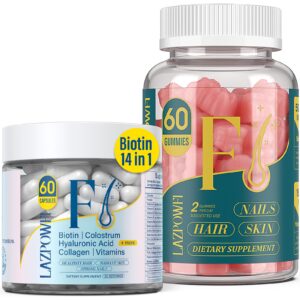 Vitaminas Lazpowfi cabello piel uñas gomitas y cápsulas