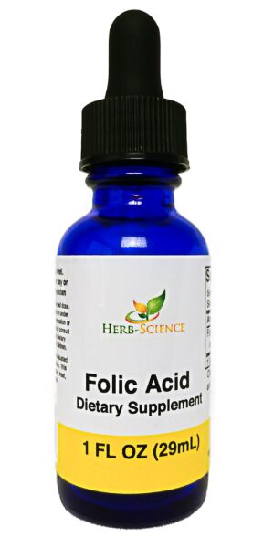 Vitaminas líquidas B9 ácido fólico Herb-Science frasco