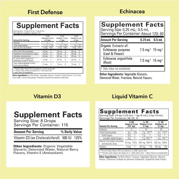 Botellas de vitaminas líquidas CHILDLIFE para niños con vitamina C y D3