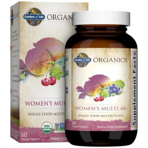Vitaminas orgánicas Garden of Life para mujeres mayores de 40 frasco