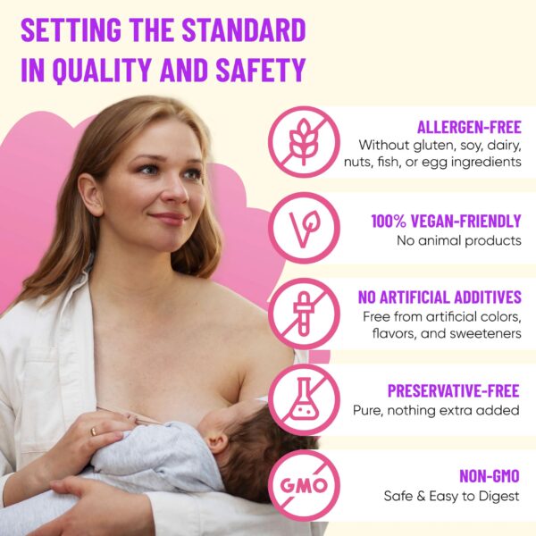 Vitaminas postnatales Mama's Select y frasco en fondo claro