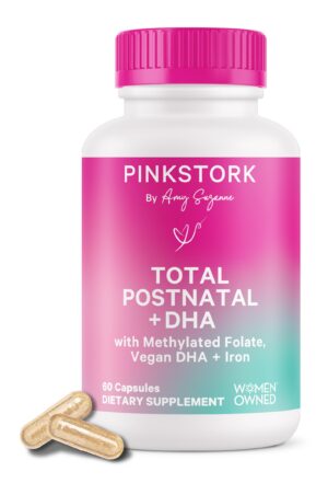 Vitaminas postnatales Pink Stork con DHA vegano 60 cápsulas
