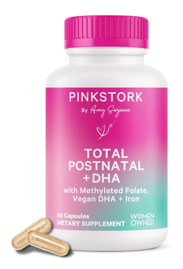 Vitaminas postnatales Pink Stork con DHA vegano 60 cápsulas