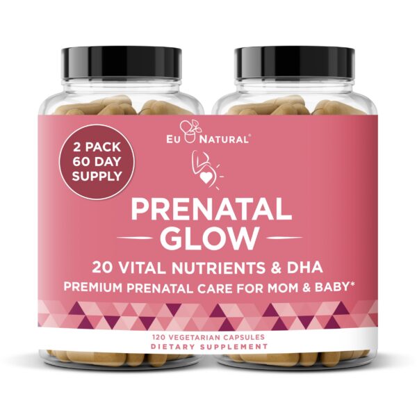 Vitaminas prenatales Glow cápsulas para embarazo saludable