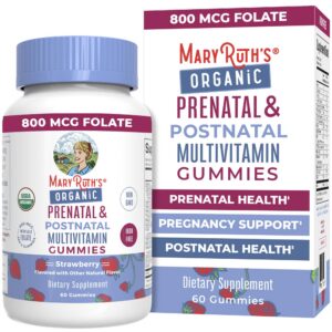 Vitaminas prenatales orgánicas MaryRuth gominolas frutales para mujeres embarazadas