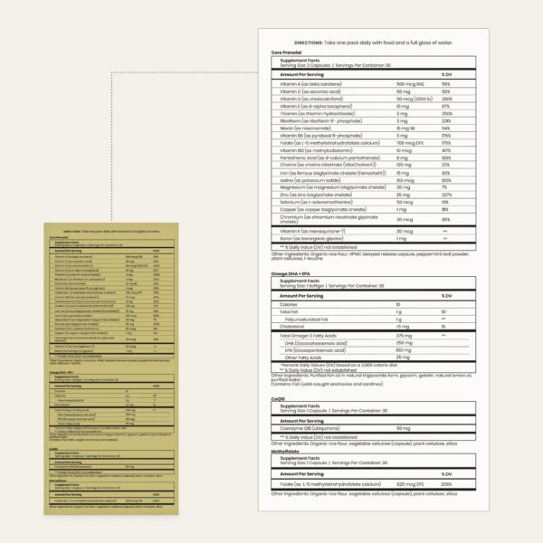 Vitaminas prenatales Perelel con DHA Omega 3 para mujeres