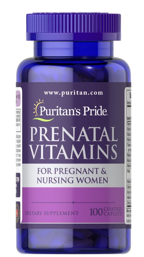 Vitaminas prenatales Puritan's Pride frasco con 100 tabletas