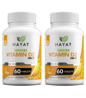 Version 1.0.0 Vitaminas veganas HAYAT vitamina D 2400 IU D2 botella frontal