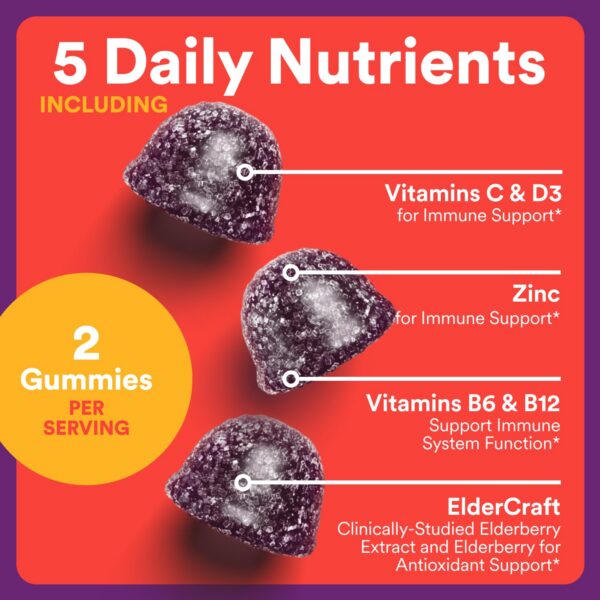 Vitaminas y zinc para niños en gummies sabor saúco