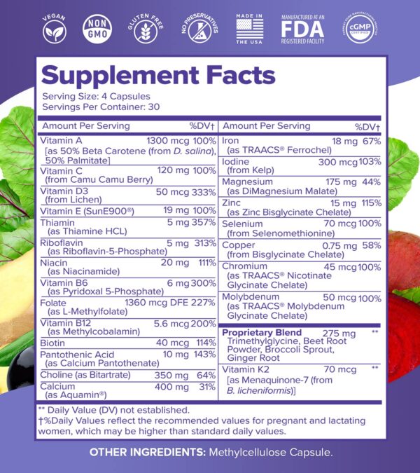 VitaminIQ multivitamínico prenatal natural vegano sin gluten