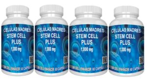 Version 1.0.0 Vitamisan células madres alga azul-verde botella con etiqueta azul